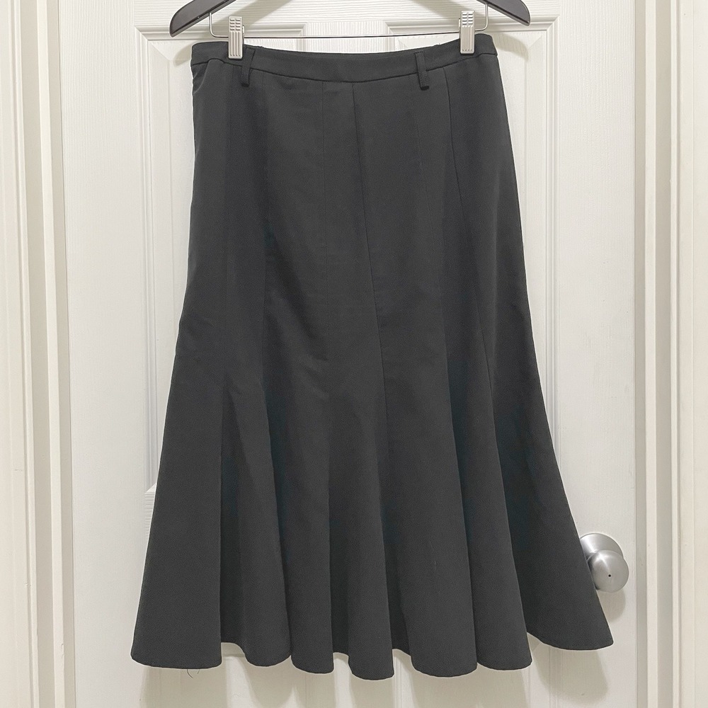 Dressbarn A-line Midi Black Skirt Flounce‎ Hem Ruffle Office Career Flowy Size 6